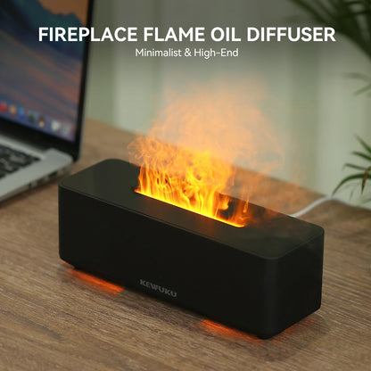 KEWUKU 10oz Essential Oil Diffuser & Humidifier – Flickering Flame, Quiet Ultrasonic