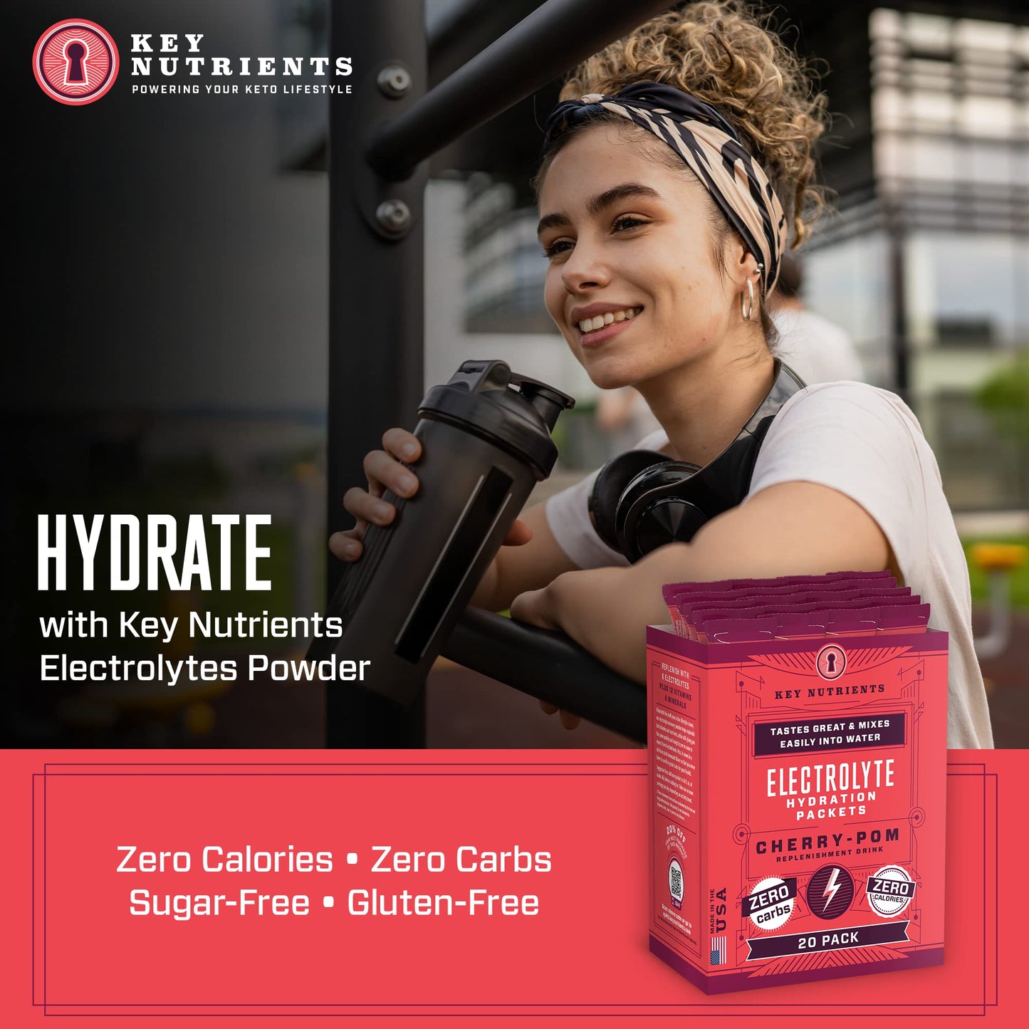 KEY NUTRIENTS Electrolytes Cherry Pom 20's | Hydration Powder