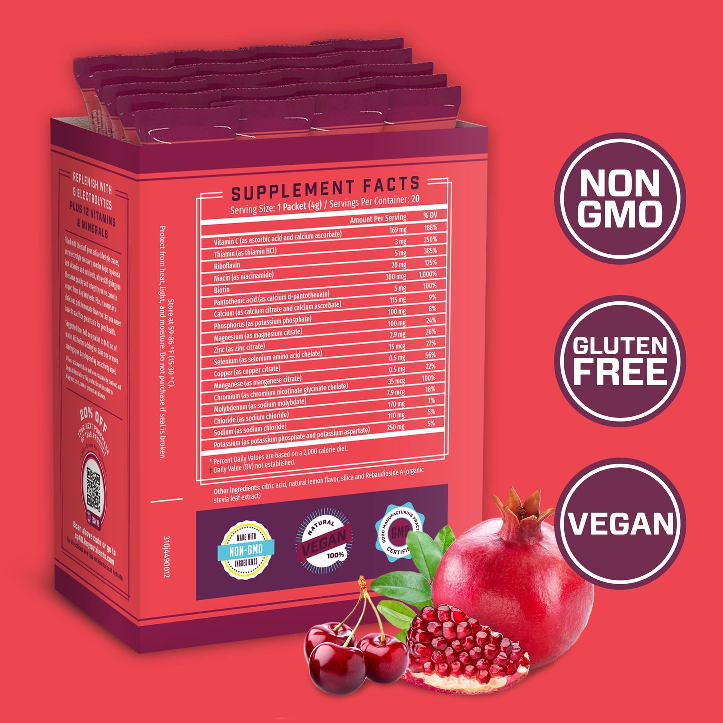 KEY NUTRIENTS Electrolytes Cherry Pom 20's | Hydration Powder