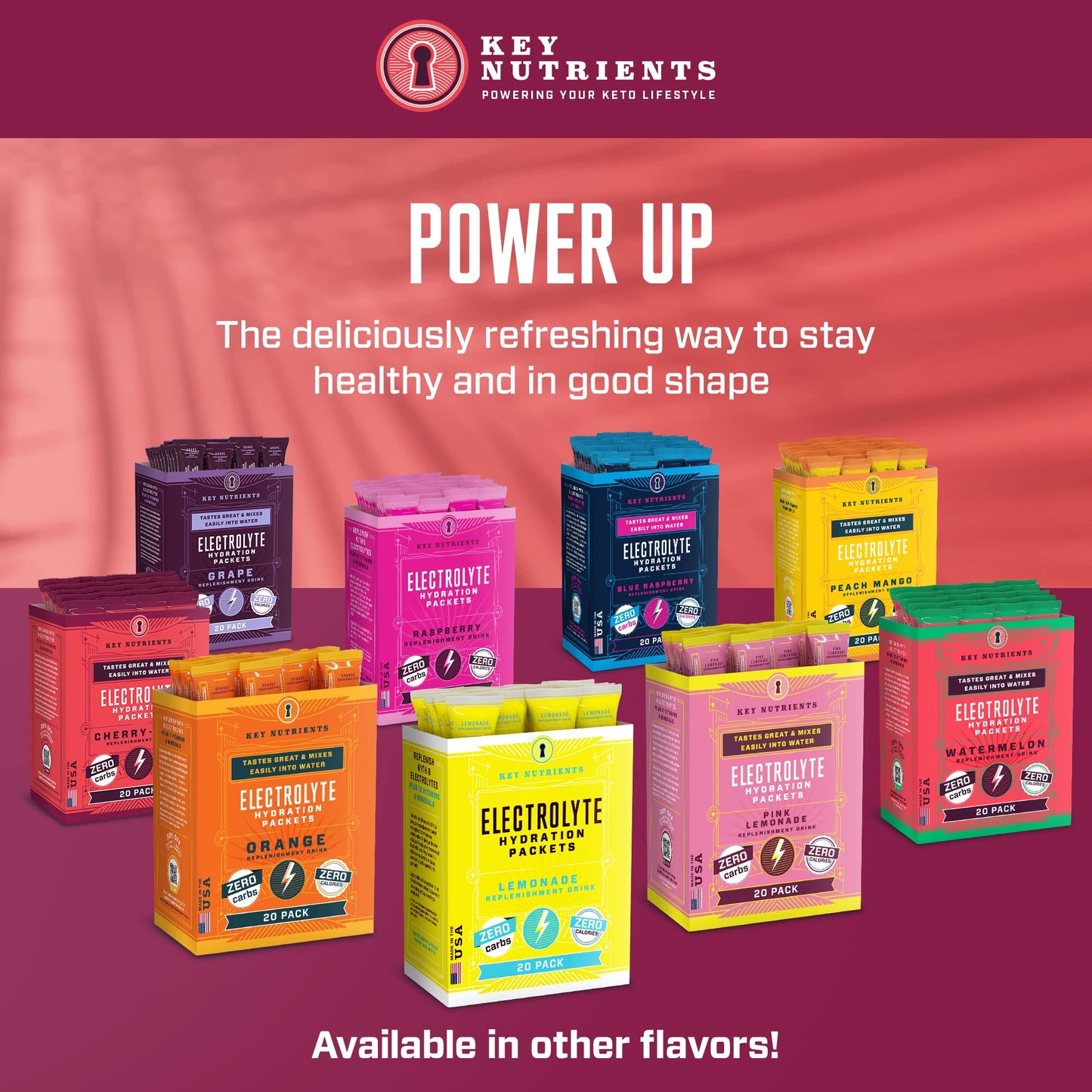 KEY NUTRIENTS Electrolytes Cherry Pom 20's | Hydration Powder