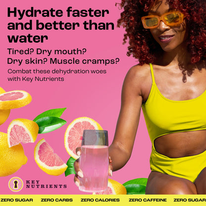 KEY NUTRIENTS Electrolytes Powder Packets - Fresh Pink Lemonade 20 Pack Hydration Packets - Made in USA