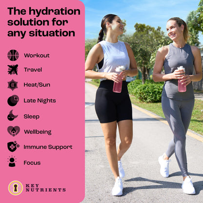 KEY NUTRIENTS Electrolytes Powder Packets - Fresh Pink Lemonade 20 Pack Hydration Packets - Made in USA