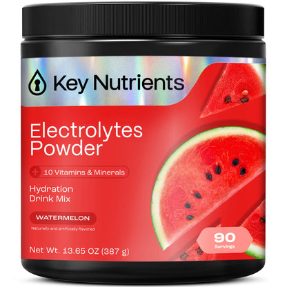 KEY NUTRIENTS Multivitamin Electrolytes Powder No Sugar – Watermelon Hydration Powder, 90 Servings