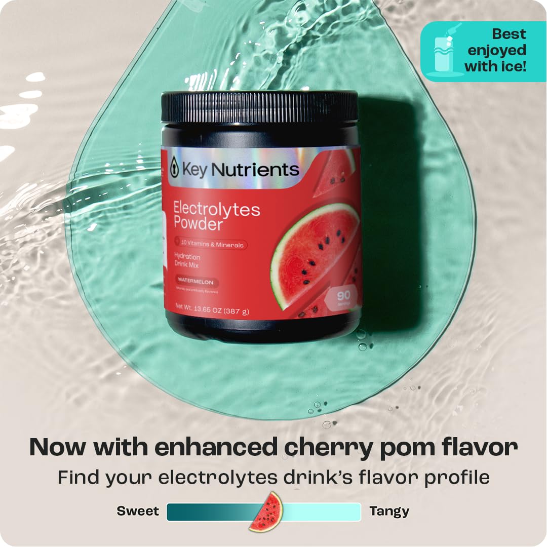 KEY NUTRIENTS Multivitamin Electrolytes Powder No Sugar – Watermelon Hydration Powder, 90 Servings