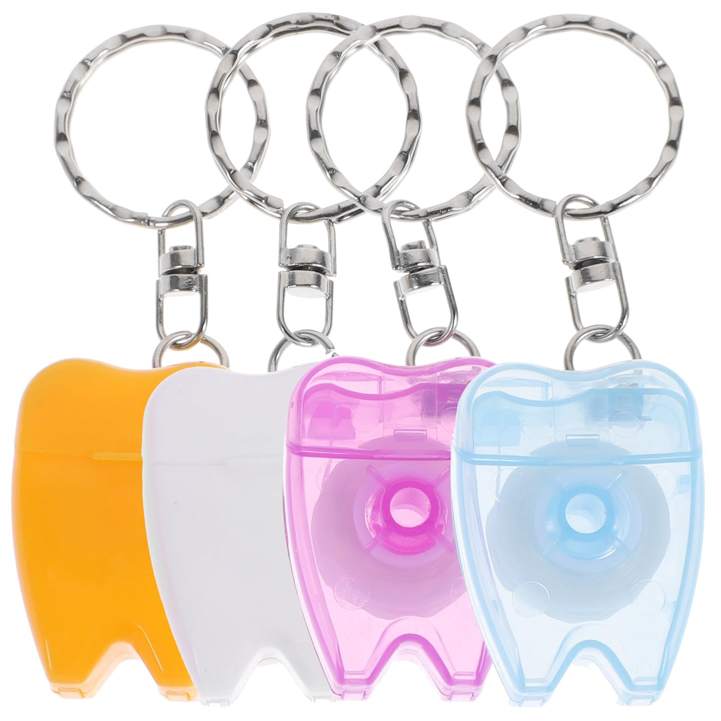 4pcs Keychain Dental Floss with Ultra Thin Wire – Random Color | Freshen Breath & Remove Plaque