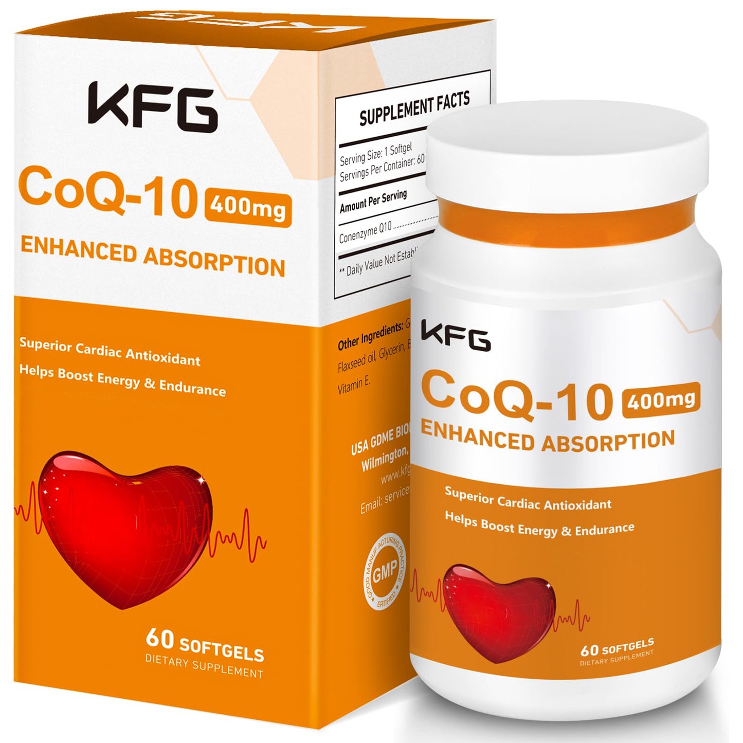 KFG CoQ10 400mg Softgels – Heart Health & Energy Support | Gluten Free