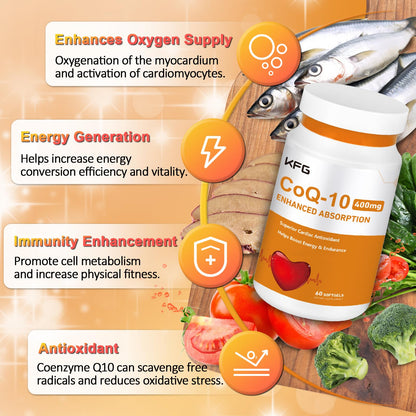 KFG CoQ10 400mg Softgels – Heart Health & Energy Support | Gluten Free