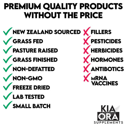 KIA ORA Grass-Fed Bovine Thyroid with Liver Supplement | 90 Capsules | NZ Sourced