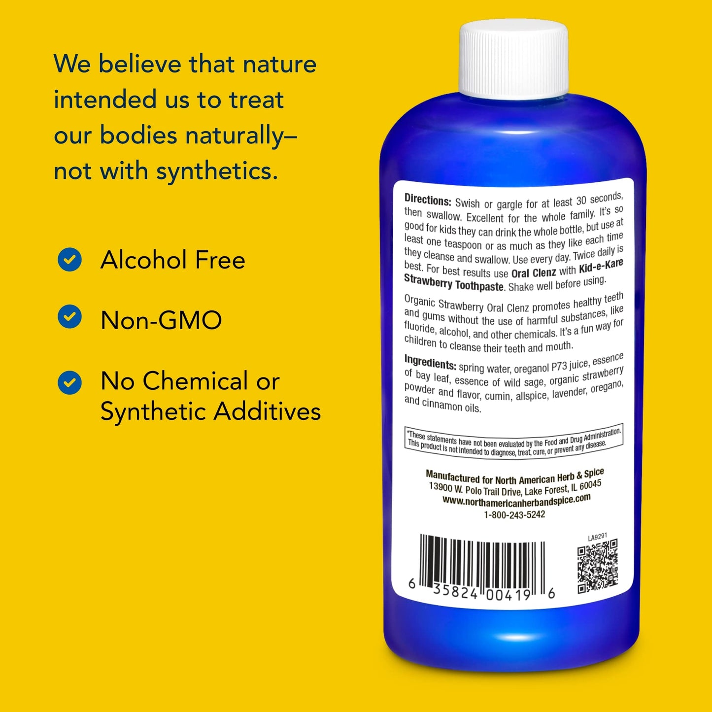 Kid-e-kare Strawberry Oral Clenz – All-Natural Kids Mouthwash | Safe to Swallow