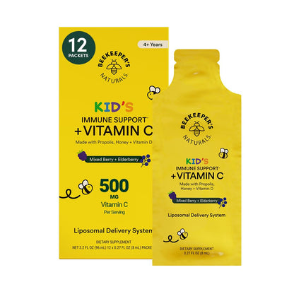 Kid's Immune Liposomal Vitamin C by Beekeeper's Naturals – 500 mg, Mixed Berry, 12 Ct