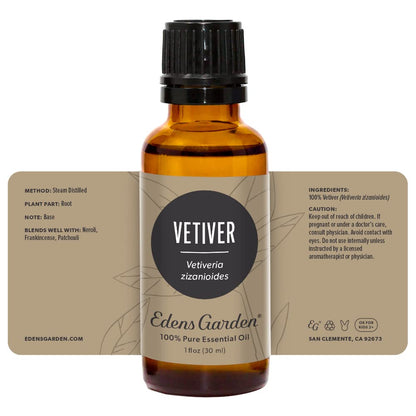 Edens Garden Vetiver Essential Oil – 100% Pure Premium Grade, Undiluted, Kid Safe, 30 ml