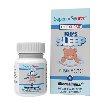 Superior Source Kid's Sleep Clean Melts – 1 mg Melatonin, 5 mg GABA & 5 mg L-Theanine (Less Sugar)