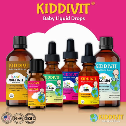 Kiddivit Baby Lactase Drops 1000 Units – Gentle Digestive Support (Infants) | 1oz | Gluten Free