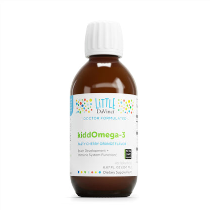 DAVINCI Labs kiddOmega-3 Liquid Omega-3 for Kids – Immune, Focus & Brain Support – Cherry Orange, 200mL