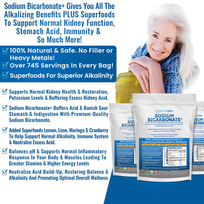 Kidney Restore Organic Sodium Bicarbonate Alkaline Supplement – Kidney Support & Digestive Comfort