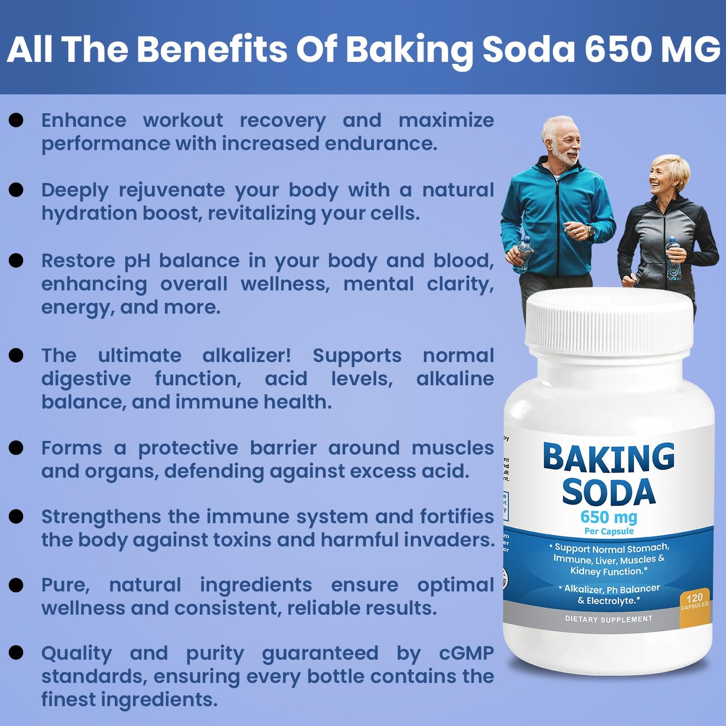 Kidney Restore Natural Baking Soda Capsules 650 mg – Aluminum-Free Sodium Bicarbonate