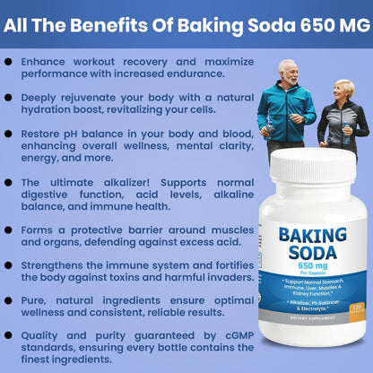 Kidney Restore Natural Baking Soda Capsules 650 mg – Aluminum-Free Sodium Bicarbonate