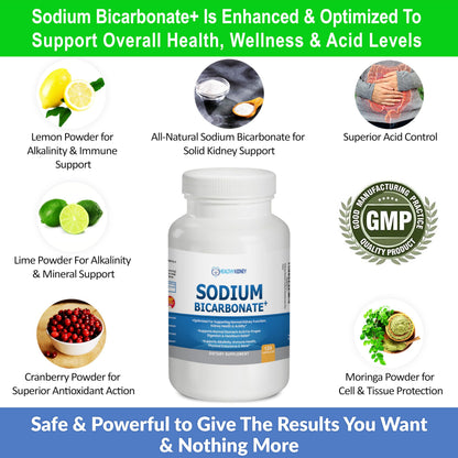 Organic Sodium Bicarbonate 650 mg Capsules | Kidney Restore – Alkaline Support & Fast-Acting Antacid