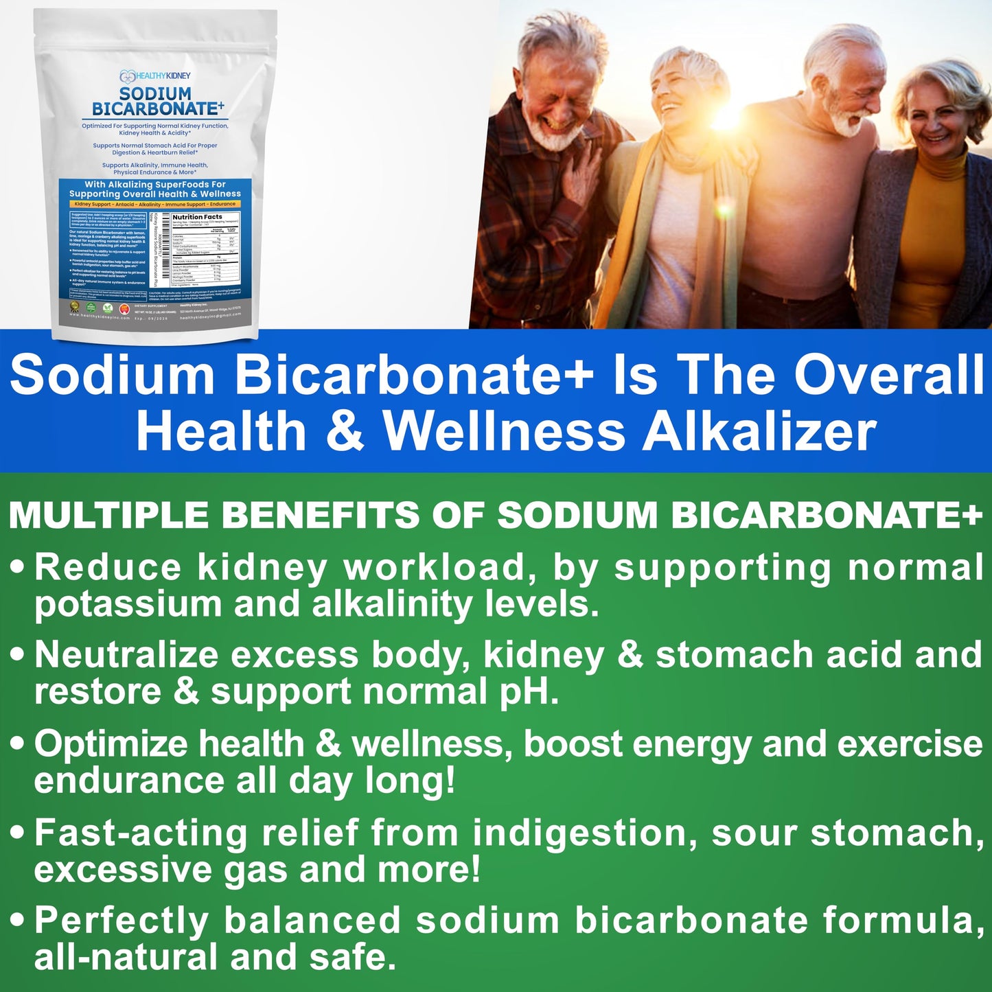 Kidney Restore Organic Sodium Bicarbonate Alkaline Supplement – Kidney Support & Digestive Comfort