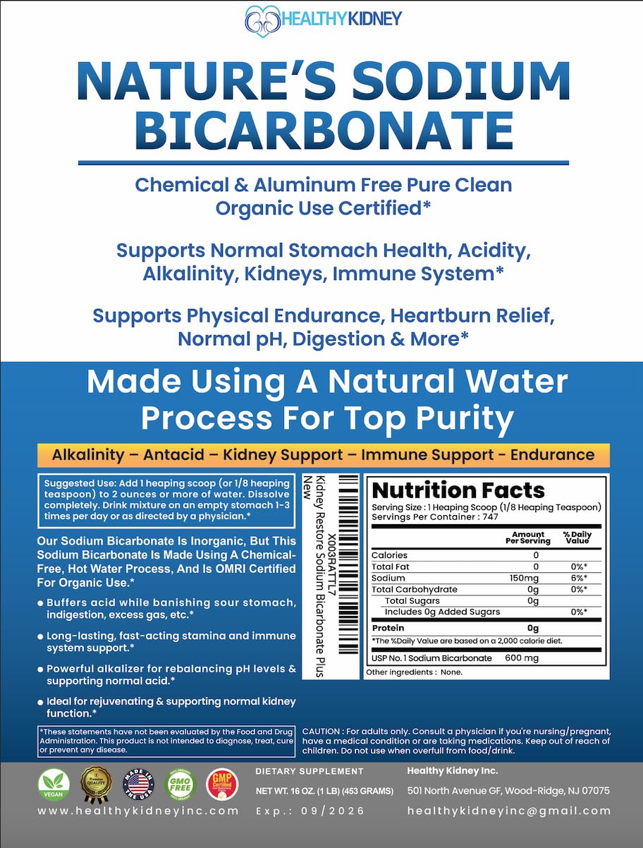 Kidney Restore Nature’s Sodium Bicarbonate — Aluminum-Free Organic Baking Soda