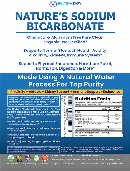 Kidney Restore Nature’s Sodium Bicarbonate — Aluminum-Free Organic Baking Soda