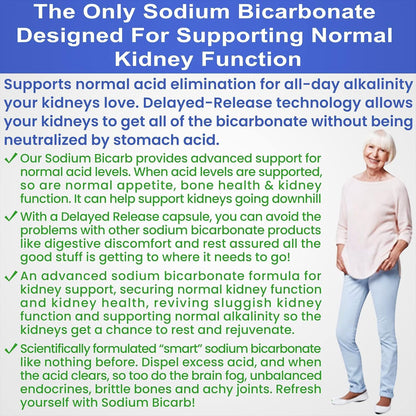Kidney Restore Sodium Bicarbonate 650mg Capsules | Delayed Release for Kidney Support | 30 Capsules