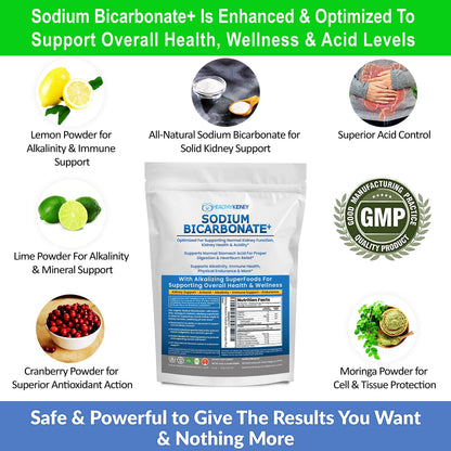 Kidney Restore Organic Sodium Bicarbonate Alkaline Supplement – Kidney Support & Digestive Comfort