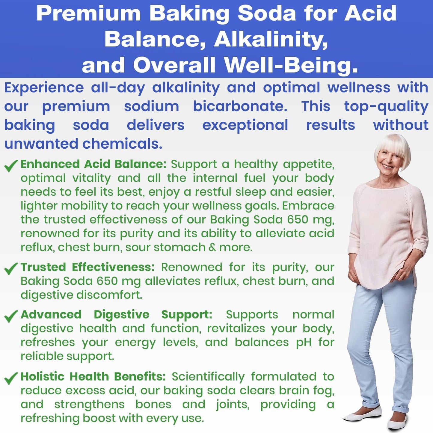 Kidney Restore Natural Baking Soda Capsules 650 mg – Aluminum-Free Sodium Bicarbonate
