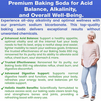Kidney Restore Natural Baking Soda Capsules 650 mg – Aluminum-Free Sodium Bicarbonate