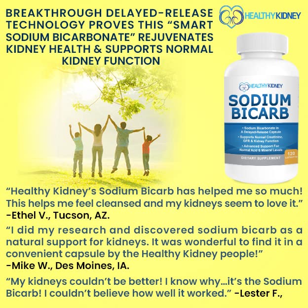 Kidney Restore Sodium Bicarbonate 650mg Delayed-Release Capsules | Kidney Support, Acid Relief, 2-Pack