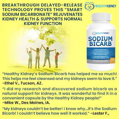 Kidney Restore Sodium Bicarbonate 650mg Delayed-Release Capsules | Kidney Support, Acid Relief, 2-Pack
