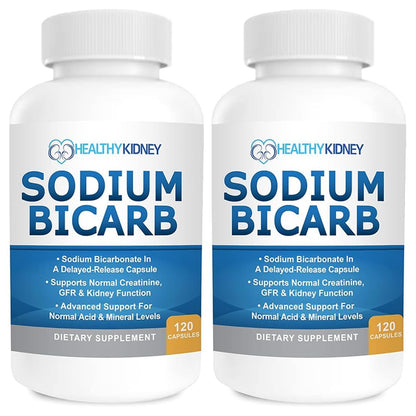 Kidney Restore Sodium Bicarbonate 650mg Delayed-Release Capsules | Kidney Support, Acid Relief, 2-Pack