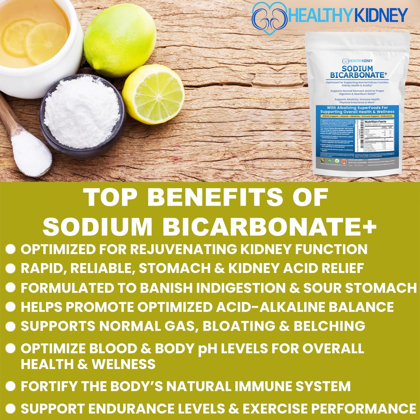 Kidney Restore Organic Sodium Bicarbonate Alkaline Supplement | Kidney Health & Stomach Support (1LB)