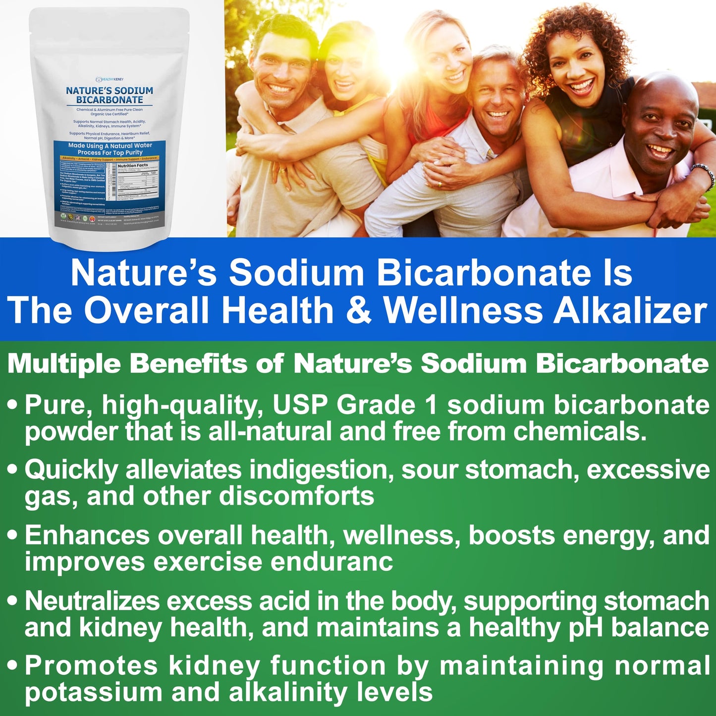 Kidney Restore Nature’s Sodium Bicarbonate — Aluminum-Free Organic Baking Soda