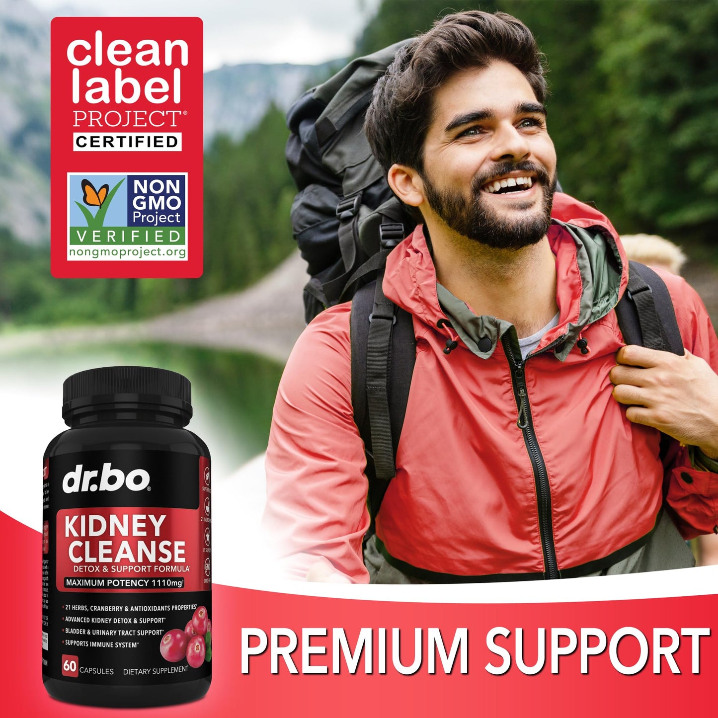 Kidney Cleanse Detox Support Supplement – Cranberry, Juniper Berries, Buchu & Uva Ursi for Kidney & Urinary Tract Health