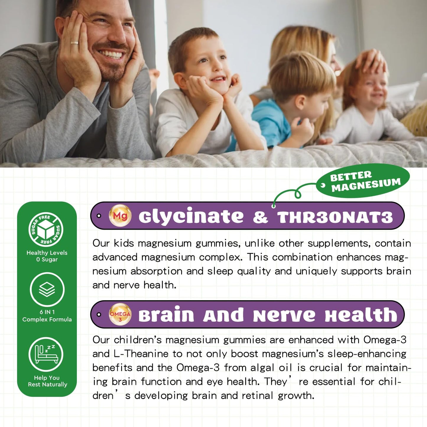 Magnesium Complex Gummies for Kids & Adults | Calm, Sleep & Mood Support | 60 Gummies