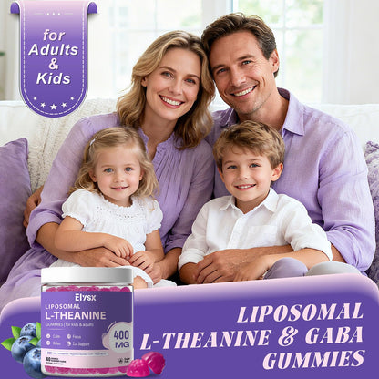 Liposomal L-Theanine Gummies with GABA - 400mg, Blueberry, 60 Count | Stress Relief & Focus