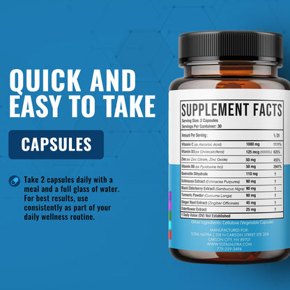 10-In-1 Immune Support Supplement - Immune Boosters for Adults & Kids (60 Caps)