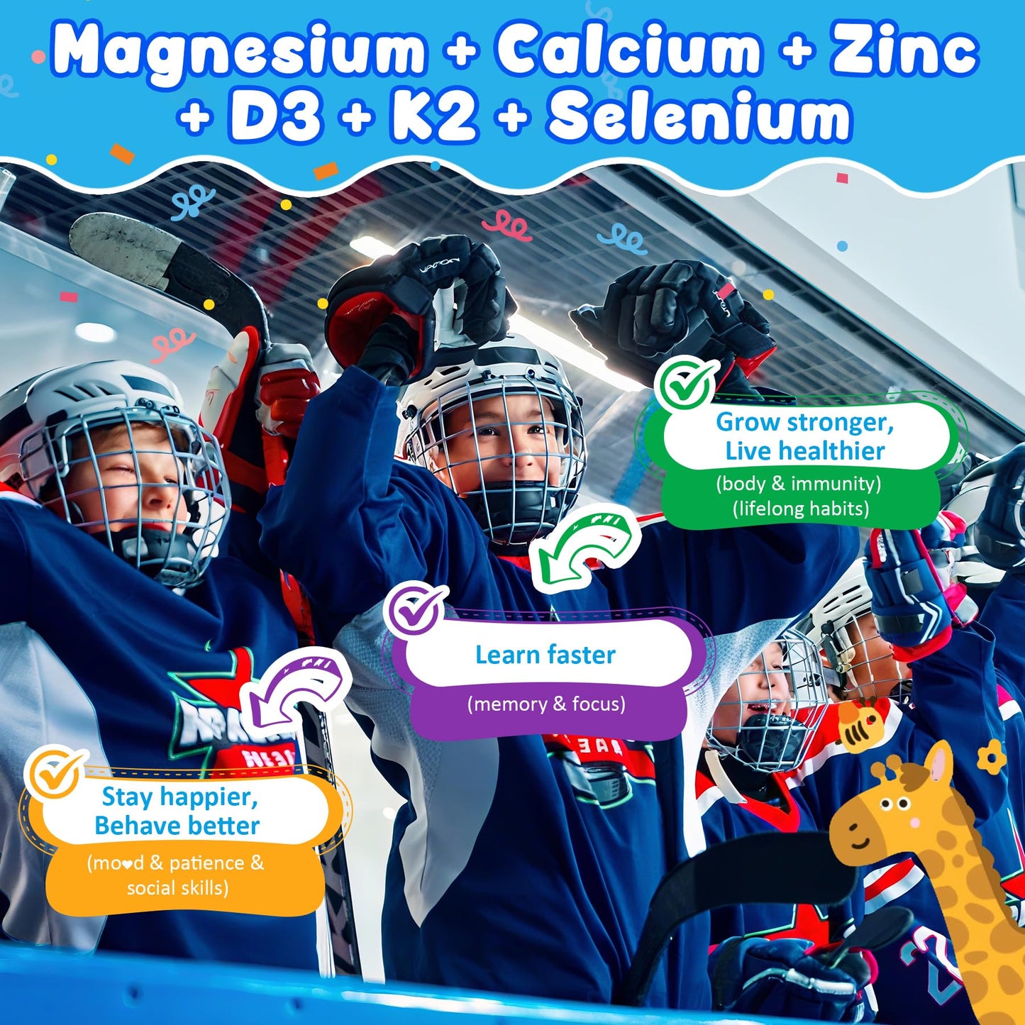 Kids Nighttime Multimineral Gummies – Magnesium, Calcium, Zinc + D3 K2 | No Melatonin