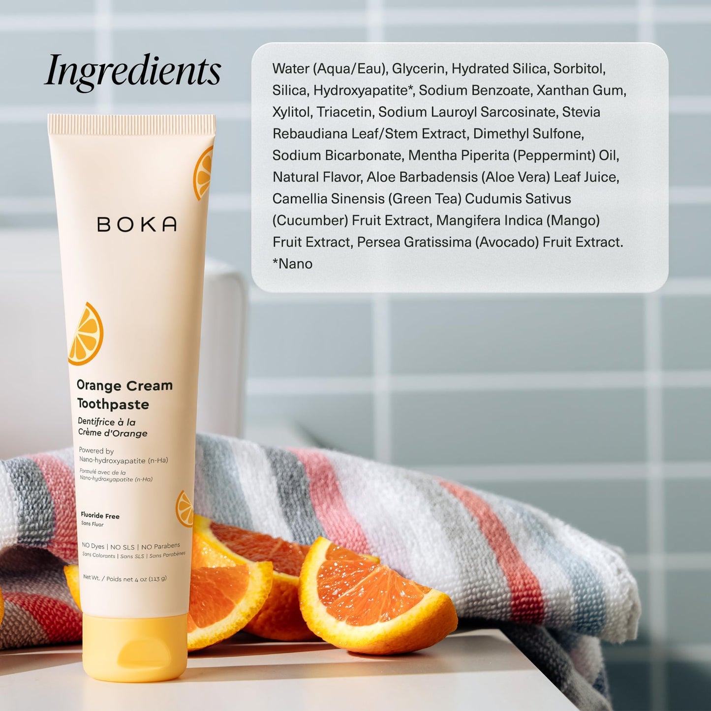 Boka Nano Hydroxyapatite Toothpaste – Fluoride Free, Orange Cream, 4 oz 3Pk (US Manufactured)