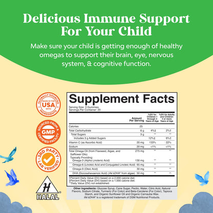 Kids DHA Omega-3 Gummies – Vegan, Fish-Free, Non-GMO | 60 Chews for Brain & Vision