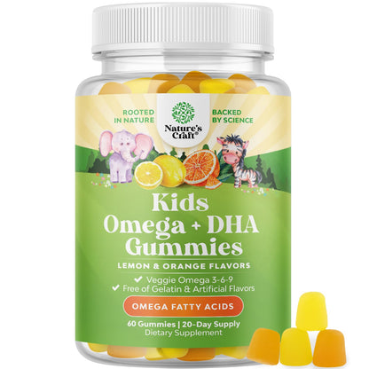Kids DHA Omega-3 Gummies – Vegan, Fish-Free, Non-GMO | 60 Chews for Brain & Vision
