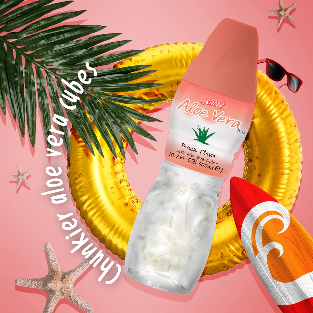 Aloe Vera Juice (Peach) with Chunky Pulp – 6 Packs | Plant-Based Hydration