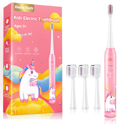 Kids Electric Toothbrush for Girls – Unicorn Pink, 3 Modes, 4 Heads, 31000 VPM