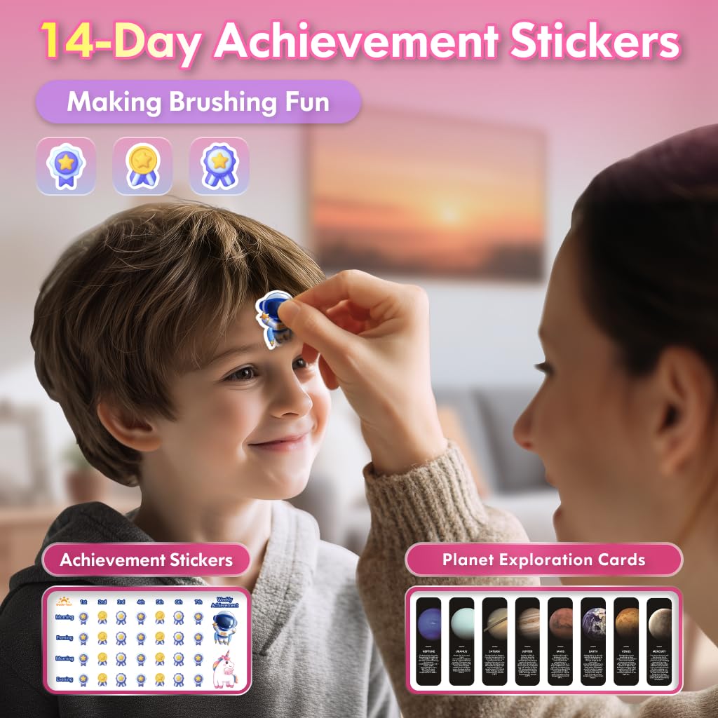 Kids Electric Toothbrush for Girls – Unicorn Pink, 3 Modes, 4 Heads, 31000 VPM