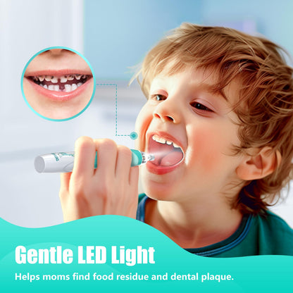 Kids Electric Toothbrush for Ages 2-12 | Rainbow LED Light Up, Green Giraffe
