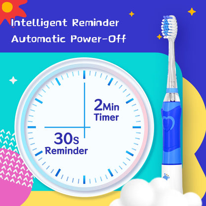 Kids Electric Toothbrush 24,000 VPM – 2-Min Timer, 4 Replacement Heads (Purple)