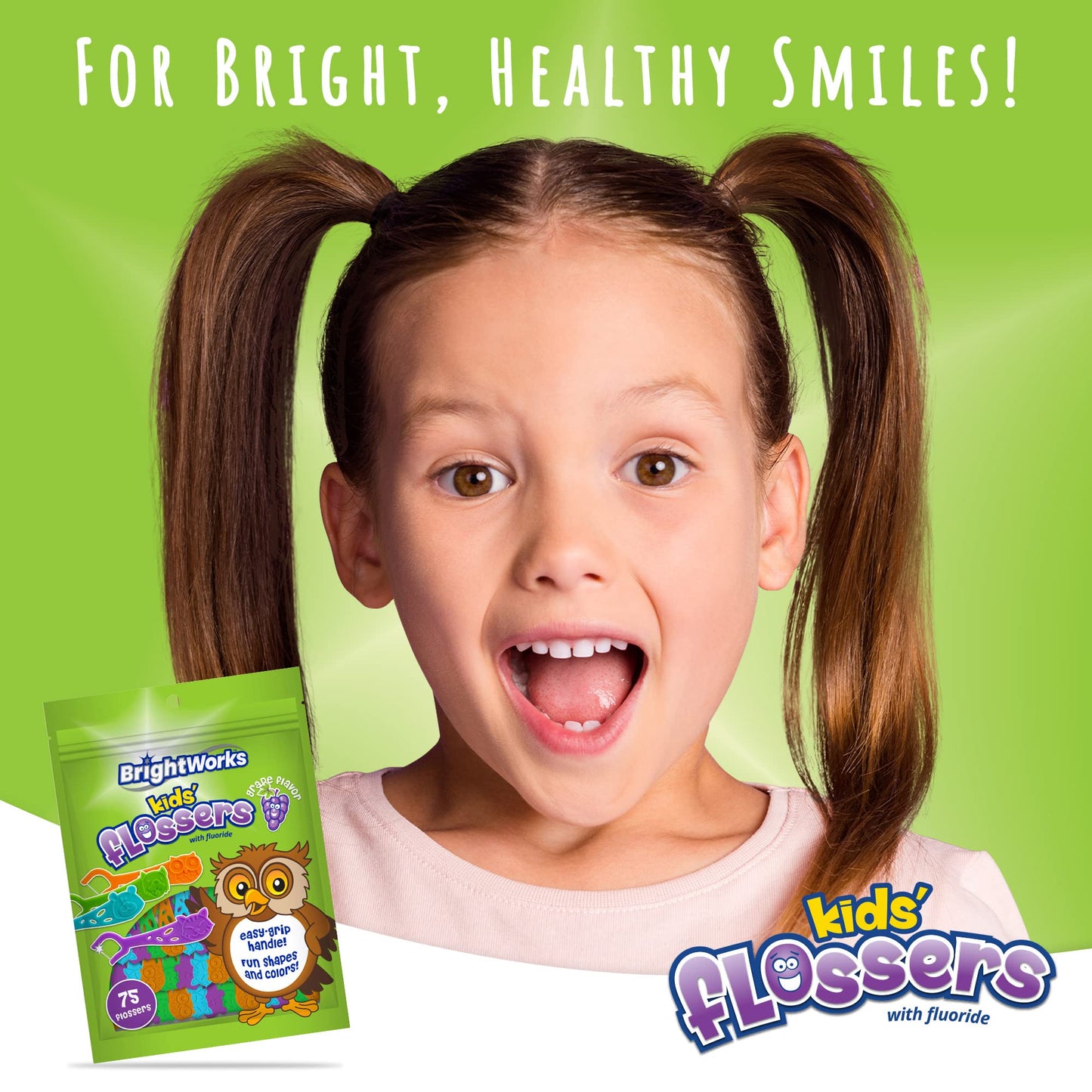 Kids’ Grape-Flavored Dental Flossers – Colorful Animal Shapes, Easy-Grip, Fluoride-Coated (Pack of 3 x 75)