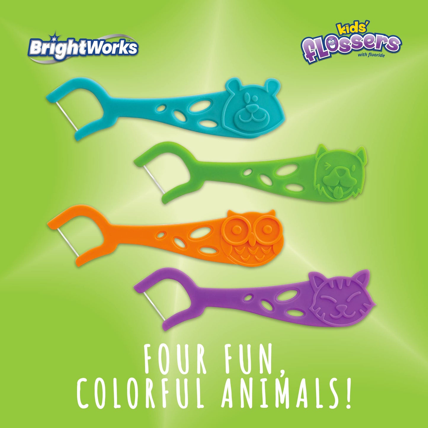 Kids’ Grape-Flavored Dental Flossers – Colorful Animal Shapes, Easy-Grip, Fluoride-Coated (Pack of 3 x 75)