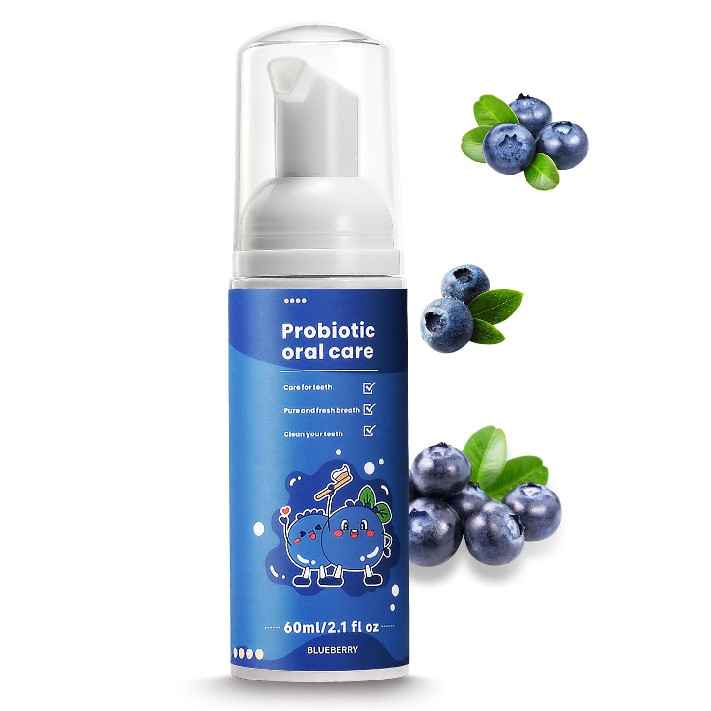 Kids Fluoride-Free Foam Toothpaste for Toddlers – Blueberry Mint Foam, Natural Toothpaste, Travel Size for U-Shaped Toothbrush